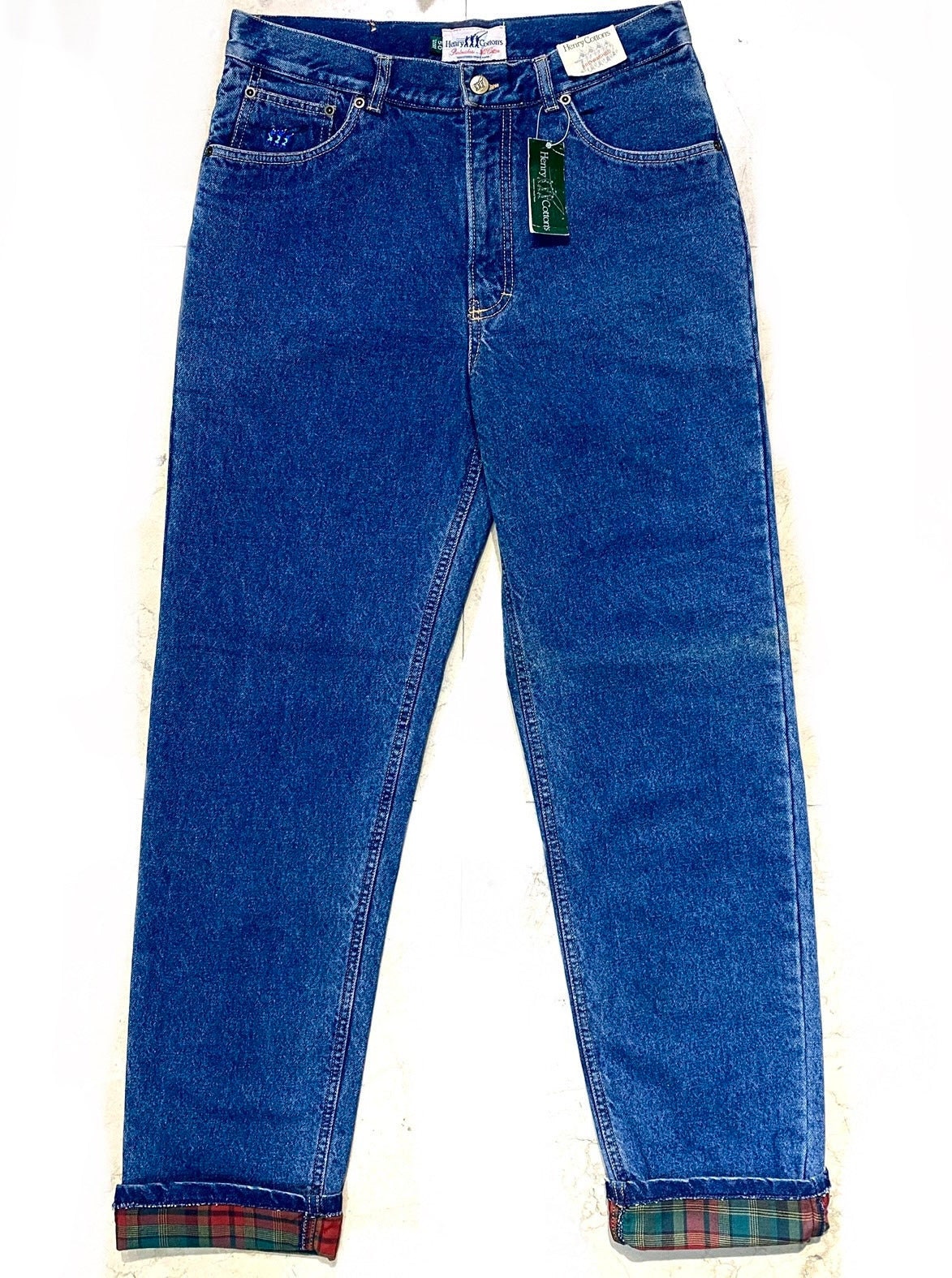Henry Cottons NOS Winter Jeans With Red Tartan Cotton Lining Henry Cottons NOS Winter Jeans With Red Tartan Cotton Lining
