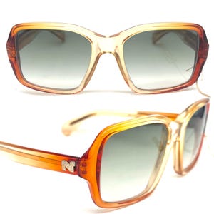 Nina Ricci Square oversized sunglasses orange translucent cello hand made in France  80s NOS