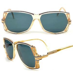 Cazal 172 clear oversized sunglasses w-colorful carved stripes & golden temples, new lenses: great piece!