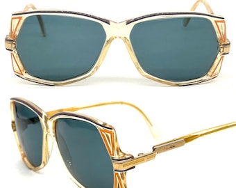 Cazal 172 clear oversized sunglasses w-colorful carved stripes & golden temples, new lenses: great piece!