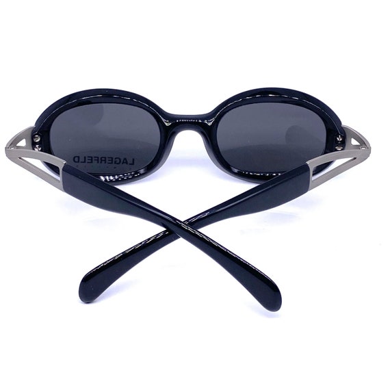 Karl Lagerfeld 90s Oval Black Avant Garde Sunglasses Made in  display picture 2