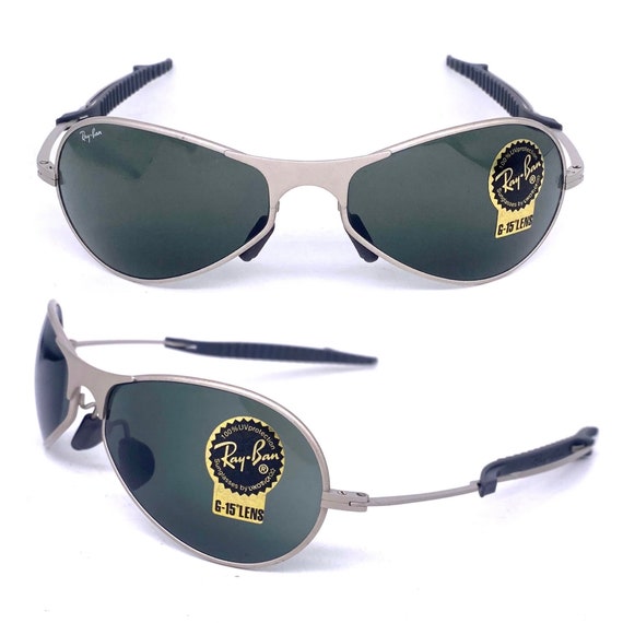 Rayban b l W2372 Gafas de sol ovaladas deportivas plateadas mate hechas en UsA anos 90 NoS Etsy Espana
