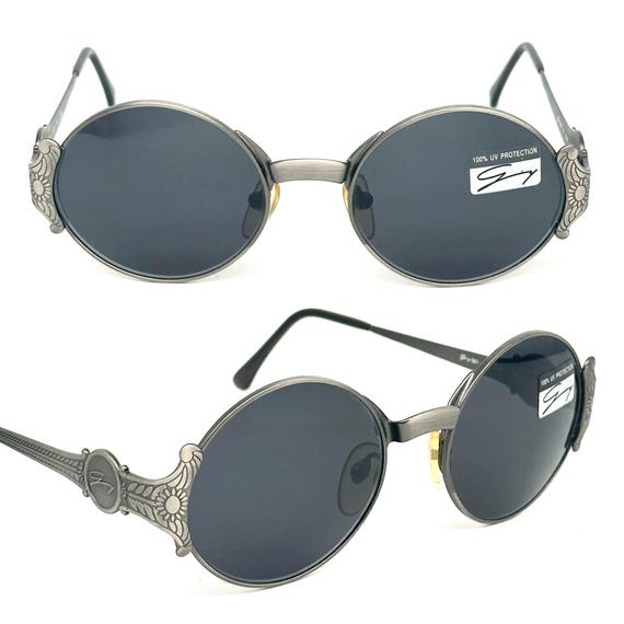 Genny 581-S Warm Metallic Grey Oval Sunglasses With Carved  display picture 1