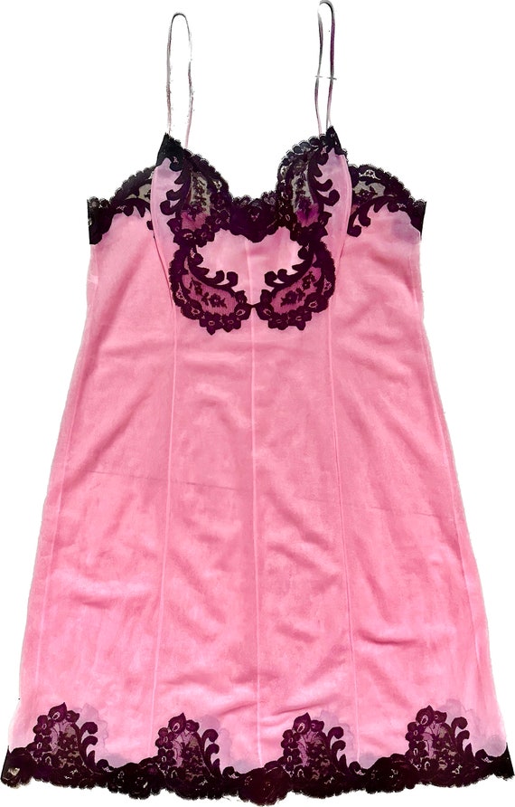 Abito sottoveste babydoll in raso rosa anni '60 co