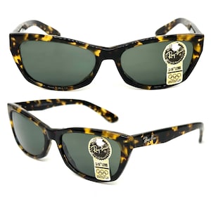 Rayban Innerview W1437 B&L Usa vintage rectangular tortoise cello sunglasses, NOS 80s