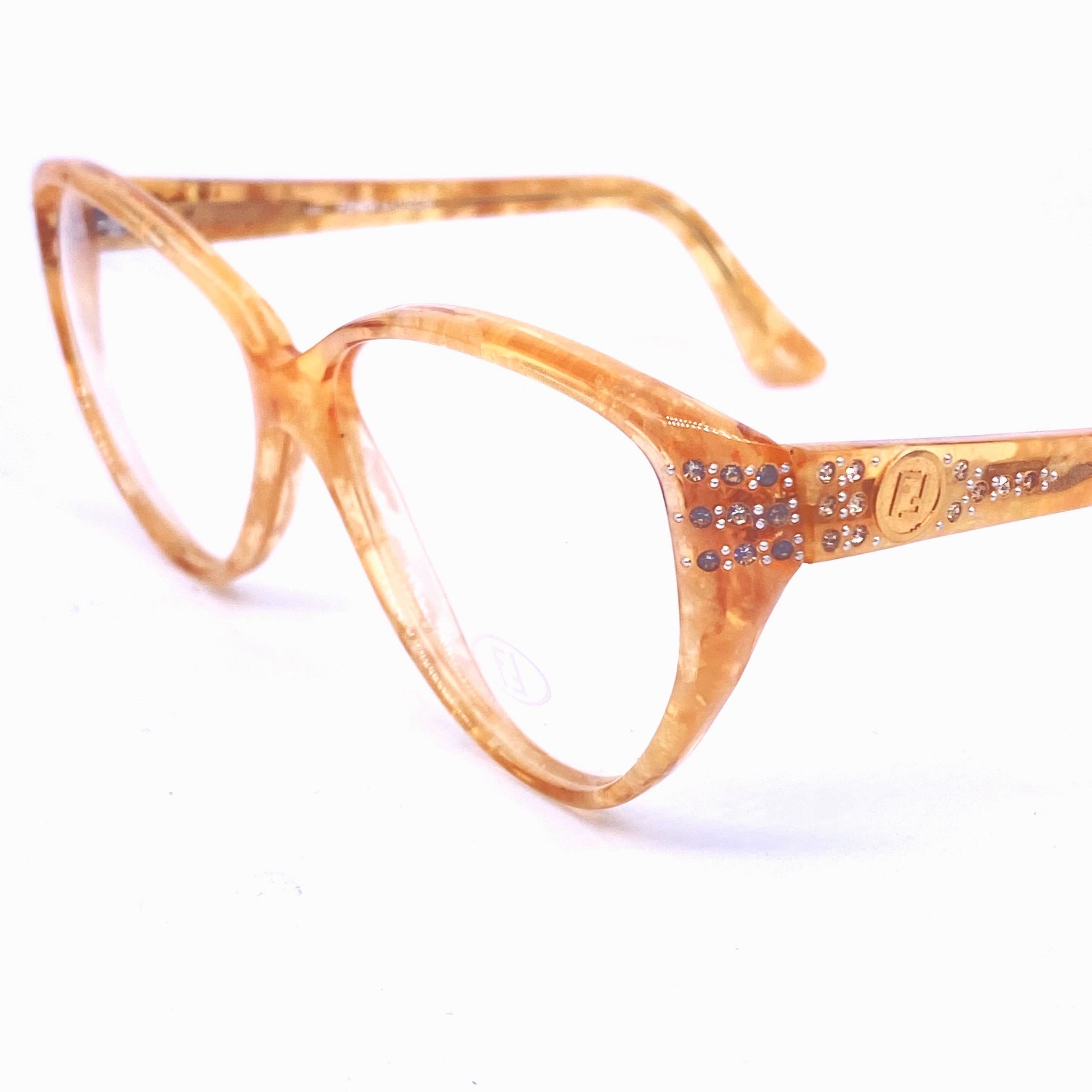 Fendi Light Amber Marbled Cateye Eyeglasses Frames With  display picture 2