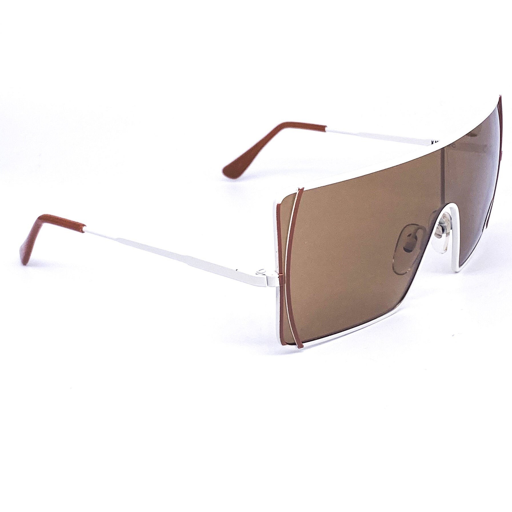 Krizia KM2 Minimalist Squared Shield Sunglasses in White 