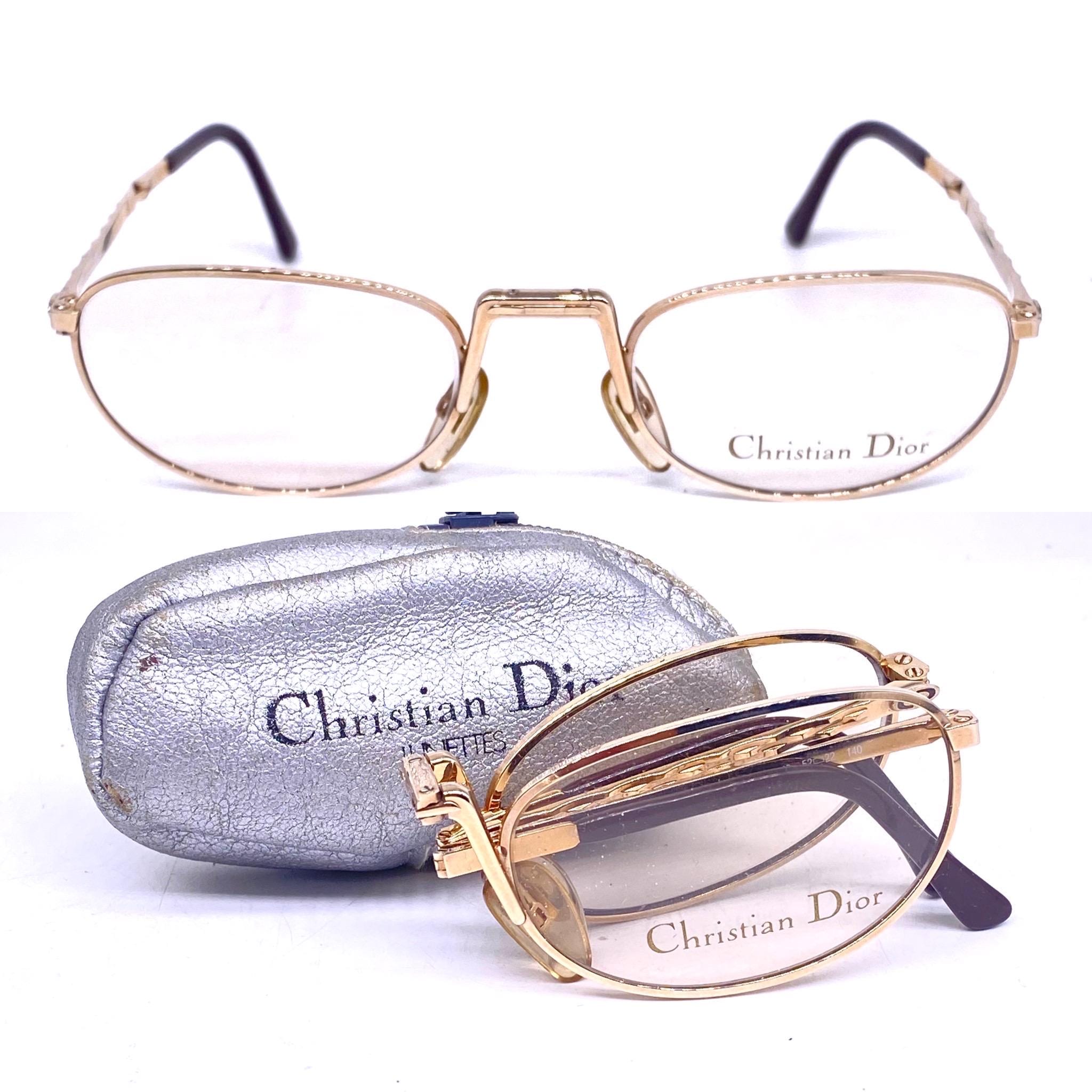 Ch. Dior 2388 Folding Demilune Reading Spectacles on Golden Metal