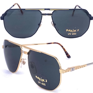 Maxim’s de Paris luxury golden metal aviator sunglasses NOS 80s Italy, 2 colorways