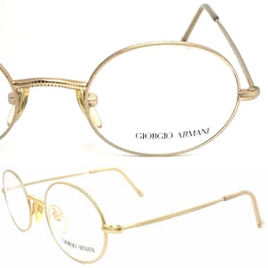 Giorgio Armani 134 703 round gold eyeglasses frames made in Italy, 1980s NOS