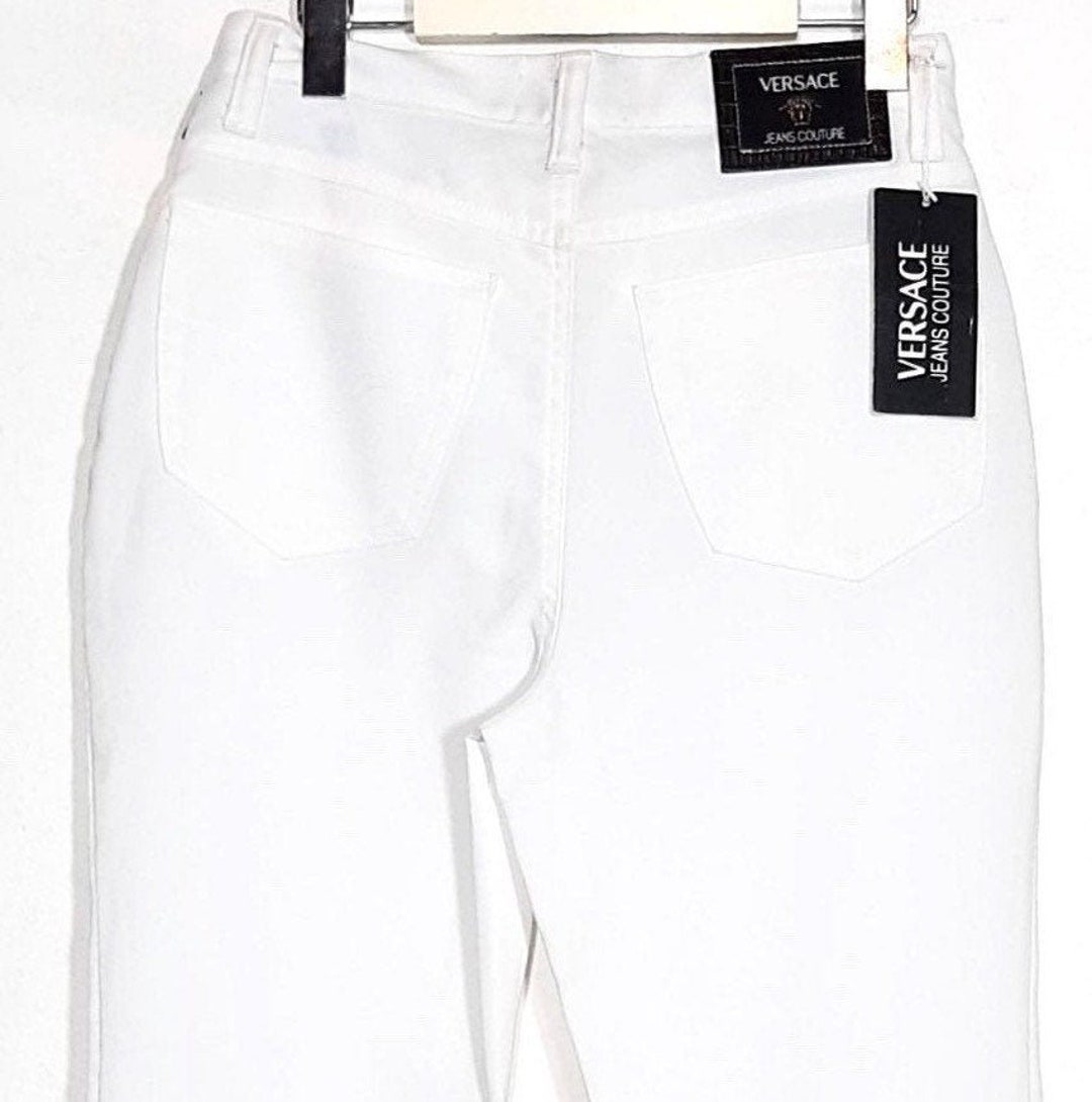 Versace Jeans Couture NOS White Cotton/spandex Pants Medusa Badge