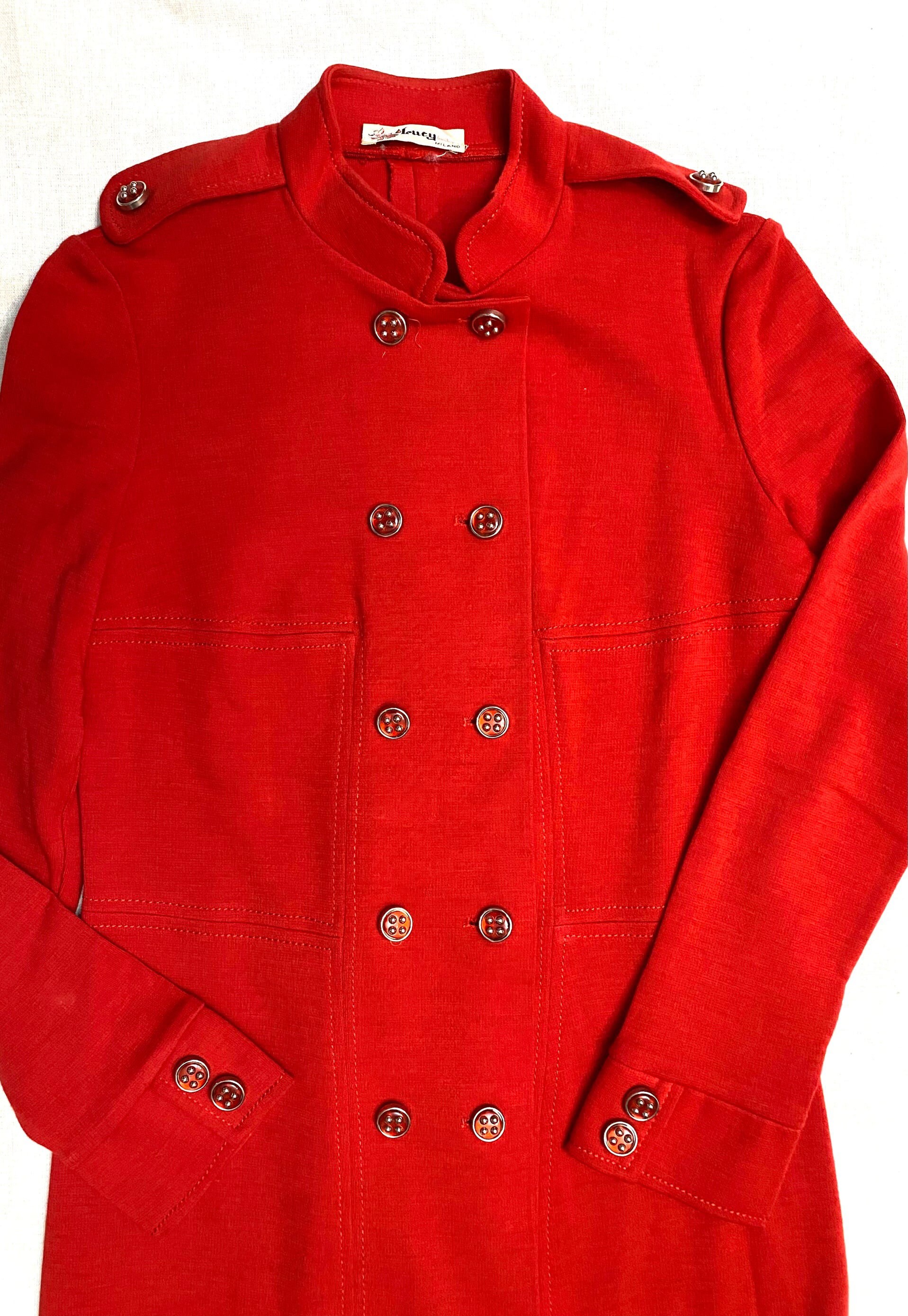 1960s Lucy Boutique Milan Mod Style Red Cotton Fleece Dress, Almost ...