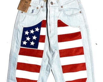 Jeckerson 90s Stars Stripes Star Spangled Banner Light Denim