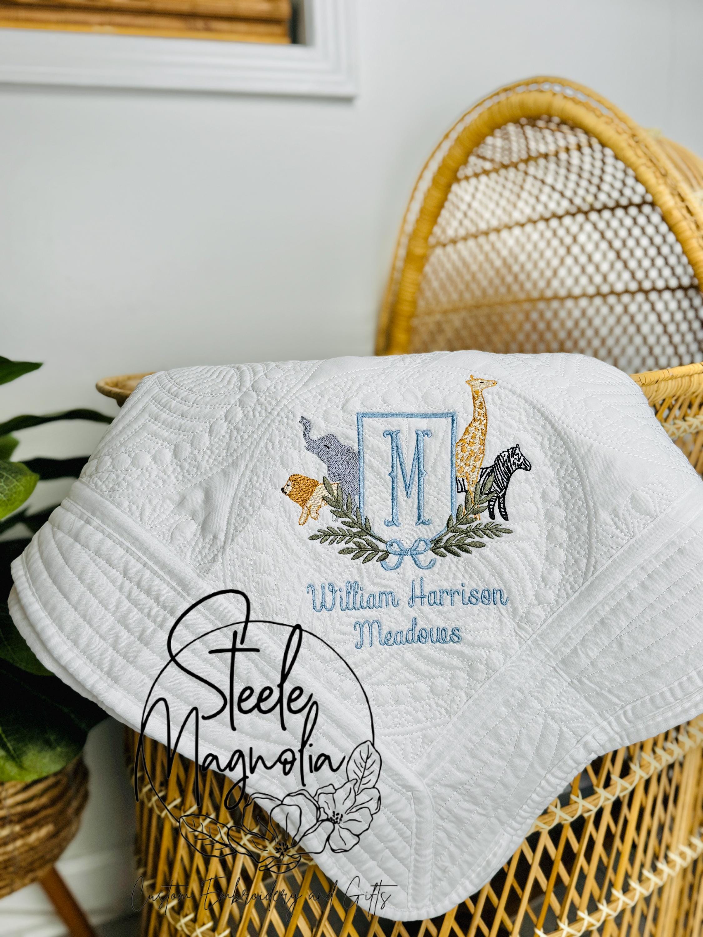 Safari Animal Baby Blanket Nursery Decor Custom Name Baby Heirloom ...