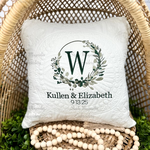 Personalized Wedding Pillow Gift Anniversary Present Bridal Shower Embroidered Pillow Gift for Bride Custom Heirloom Pillow Sham Room Decor