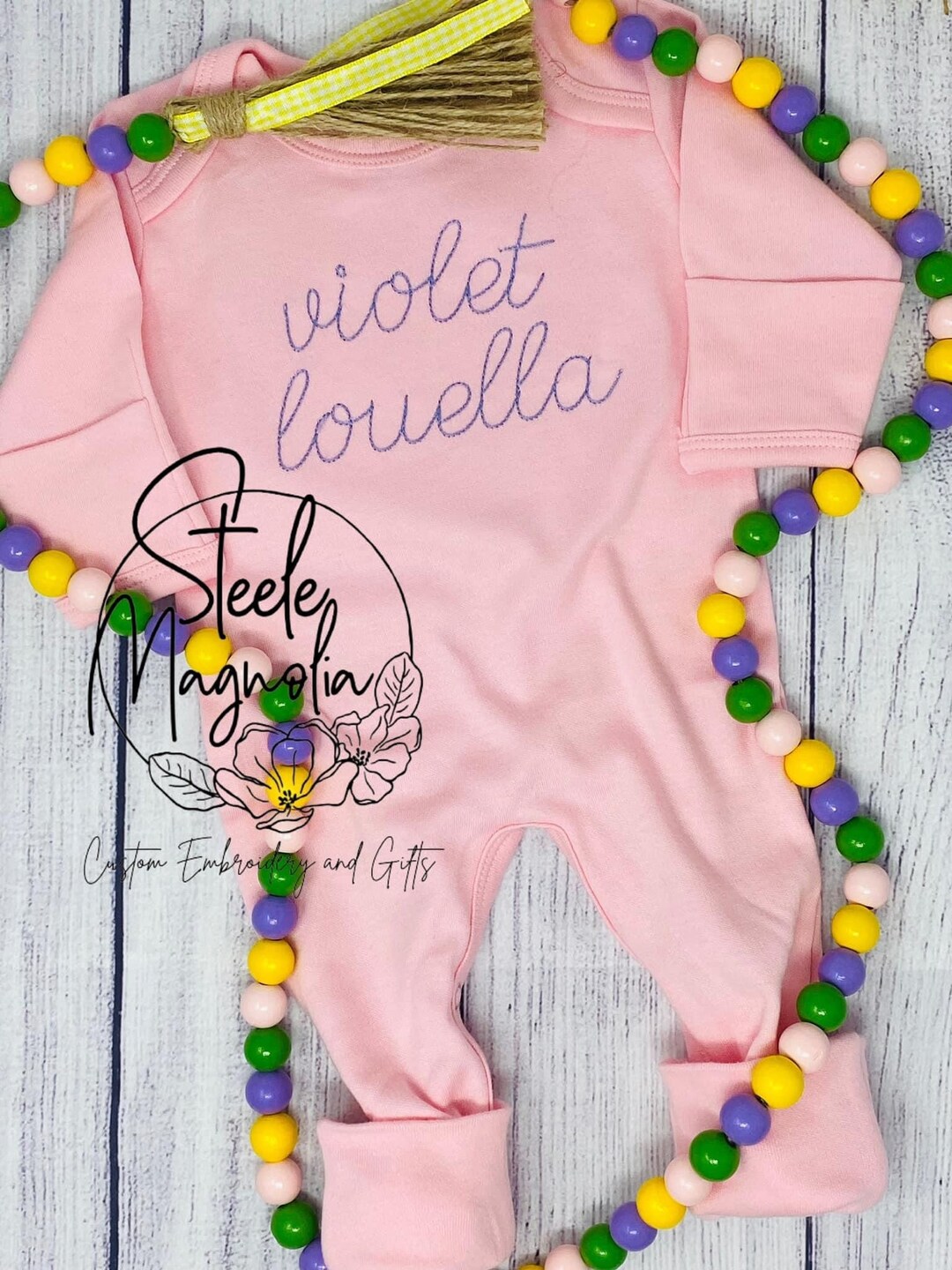 Personalized Pink Baby Romper Custom Coming Home Outfit Etsy