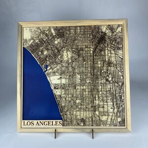 Carte en couches découpée au laser de la ville de Los Angeles / Carte 3D / Plan de la ville fait main / Cadeau de mariage / Cadeau pour maman / Cadeau de pendaison de crémaillère / Cadeau d'anniversaire