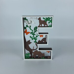 Arte de madeira com várias camadas de letras de animais | Arte de letras personalizada | Arte de parede em camadas 3D | Decoração de casa com mandala | Arte de mandala de madeira | Sala de estar