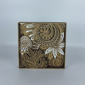 Multi-Layered Wood Art | Laser Cut Wood Art | 3D Layered Wall Art | Mandala Home Decor | Wood Mandala Art | Living Room Decor