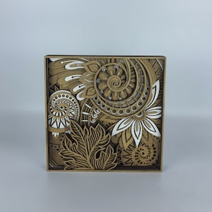 Multi-Layered Wood Art | Laser Cut Wood Art | 3D Layered Wall Art | Mandala Home Decor | Wood Mandala Art | Living Room Decor