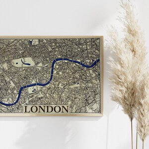 Carte en couches découpée au laser de la ville de Londres/carte 3D/plan de la ville fait main Cadeau personnalisé unique pour pendaison de crémaillère 5e anniversaire de mariage |