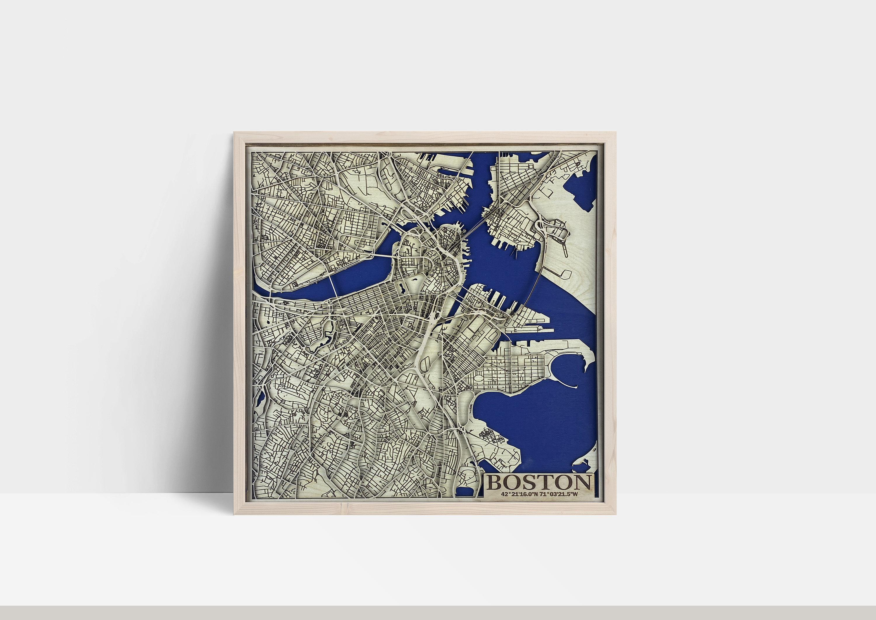 Carte en couches découpée au laser de la ville de Boston / Carte 3D / Plan de la ville fait main / Cadeau de mariage / Cadeau pour maman / Cadeau de pendaison de crémaillère / Cadeau d'anniversaire