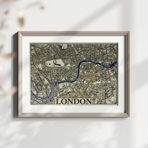 Carte en couches découpée au laser de la ville de Londres en résine époxy / Carte 3D / Plan de la ville fait main / Cadeau de mariage / Cadeau de pendaison de crémaillère / Cadeau d'anniversaire