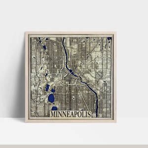 Carte en couches découpée au laser de la ville de Minneapolis / carte 3D / plan de la ville fait main cadeau personnalisé Unique pour pendaison de crémaillère 5e anniversaire de mariage