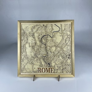 Stad Rome lasergesneden gelaagde kaart / 3D-kaart / handgemaakte stadsplattegrond / huwelijkscadeau / cadeau voor moeder / housewarmingcadeau / jubileumcadeau