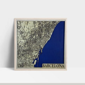 Barcelona City Laser Cut Schichtkarte / 3D-Karte / Landkarte Einzigartiges personalisiertes Geschenk für Housewarming 5