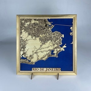 Carte en couches découpée au laser de la ville de Rio de Janeiro / Carte 3D / Plan de la ville fait main / Cadeau de mariage / Cadeau pour maman / Cadeau de pendaison de crémaillère / Cadeau d'anniversaire