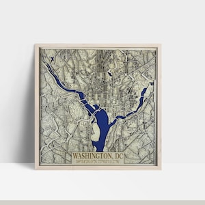 Carte en couches découpée au laser de la ville de Washington / carte 3D / plan de la ville fait main / cadeau de mariage / cadeau de pendaison de crémaillère / cadeau d'anniversaire