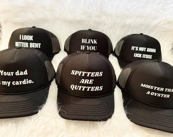 Trucker Hat Roulette pack - perfect for girls trips or bachelorette parties! - funny trucker hats - inappropriate sayings on trucker hats