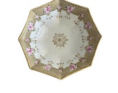 VTG Hand Painted Nippon Serving Bowl with Gold Moriage Pink Roses READ