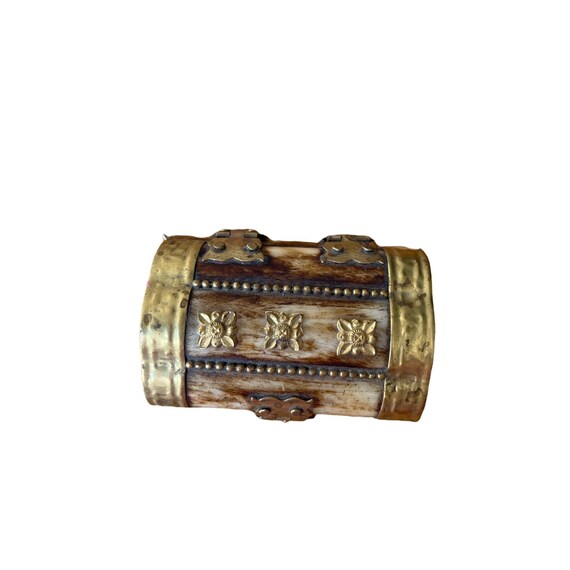 Vintage Camel Bone Trinket Box India Brass Accents Ha… Gem
