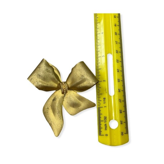 NOS Stunning Large Brushed Gold Bow Vintage Brooch wi… - Gem
