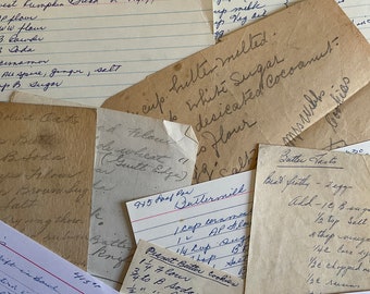 Vintage Handwritten Recipe Cards and Notes
