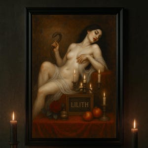 Lilith mörk gudinna konsttryck, symbolistisk målning, ockult gotisk dekor