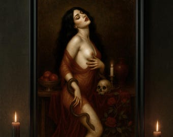 Impression d'art Lilith Serpent Goddess, décoration gothique occulte