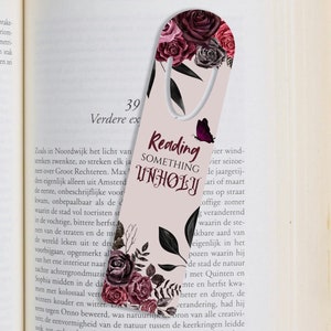 Aluminium Bookmark, &#39;Reading Something UNHOLY&#39;, Metal Book Mark, Reading Accessories, Unique Gift for Book Lovers, Literary Gift