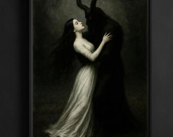 Lámina artística de la Danza del Diablo de estilo romántico oscuro / Decoración gótica para el hogar