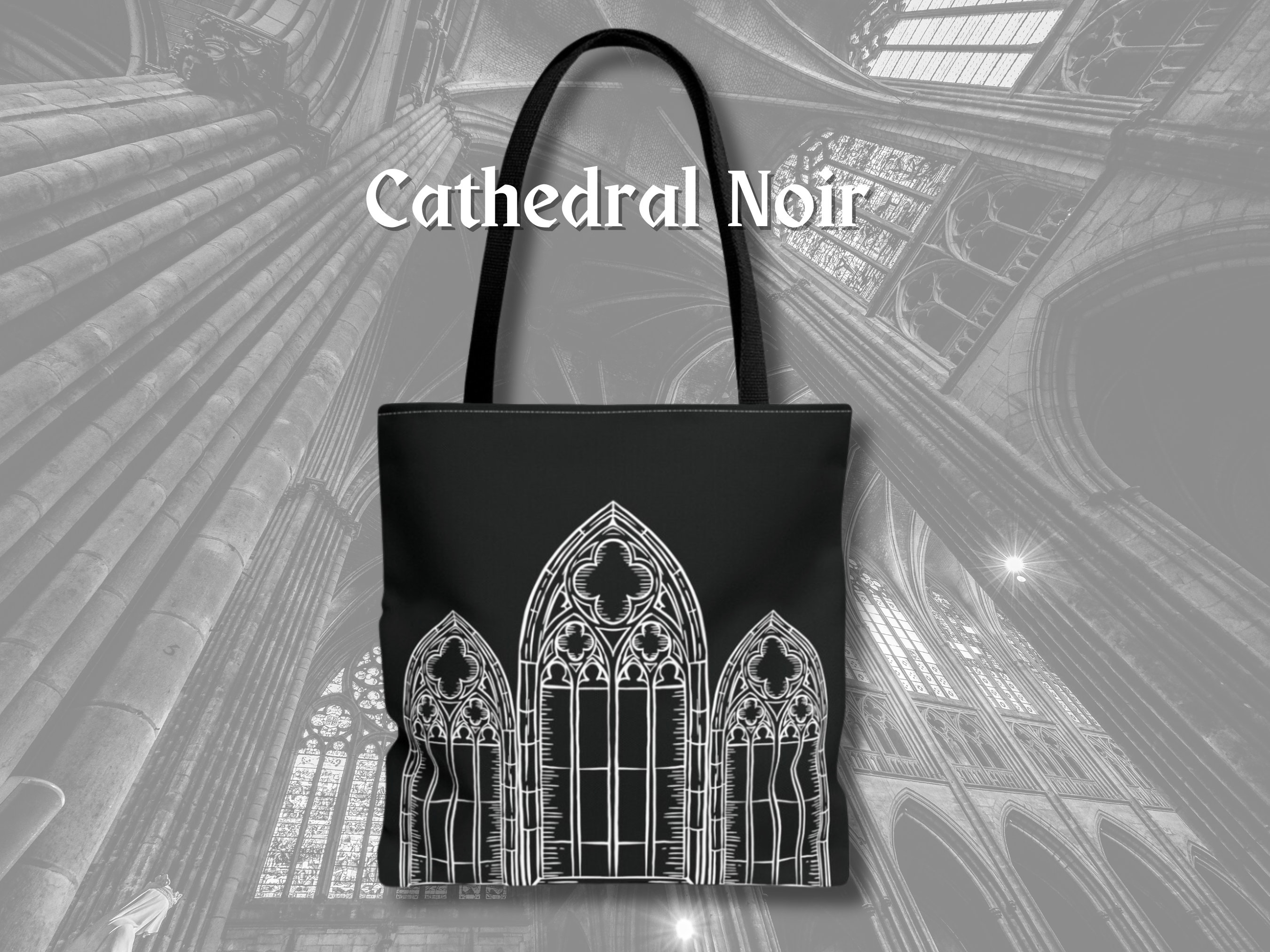 Gothic Cathedral Tote Bag, Double Side Print, Witchy Shoulder Bag, Occult, Witch Aesthetic, Gift , Goth, Alternative, Canvas Bag,  Accessory