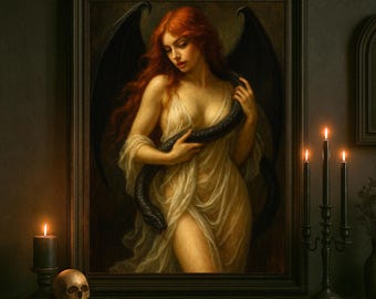 Lilith Serpent Art Print, Dark Feminine, Goddess, Occult Gothic Decor