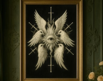 Swords of the Seraphim Art Print | Gothic Angel, Dark Baroque Decor