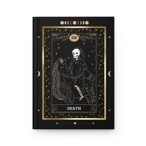 TOD Tarot Karte Hardcover Zeitschrift Matt | Schwarz Gold | Himmlisch | Magische Mystische Astrologie | Manifestation | Witchy | Gotik | Notizbuch