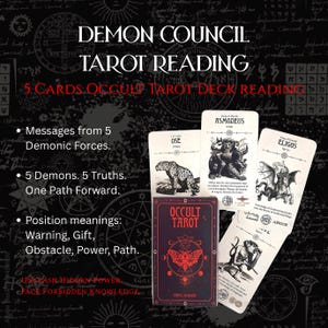 Lectura de Tarot del Consejo Demoniaco / Tirada Oculta de 5 Cartas / Guía Infernal de Espíritus Demoníacos / Trabajo con las Sombras y Percepción Espiritual