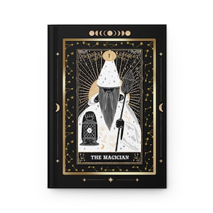 EL MAGO Tarot Carta Tapa Dura Diario Mate / Oro Negro / Celestial / Astrología Mística Mágica / Manifestación / Brujería / Gótica