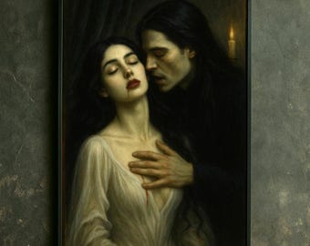 Gothic Vampire Art Print – Dark Academia Romantic Horror Decor