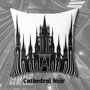 Gothic Cathedral Double Sided Spun Polyester Square Pillow, Gothic Home Decor , Gift , Witchy Home Decor, Pillow Case with Pillow