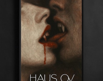 Póster de arte gótico Beso de vampiro – Impresión de terror romántico de la Academia Oscura